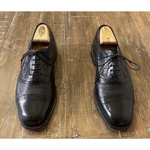 MEZLAN Marque Oxford Mens 10 W Black Leather Cap Toe Made In Spain